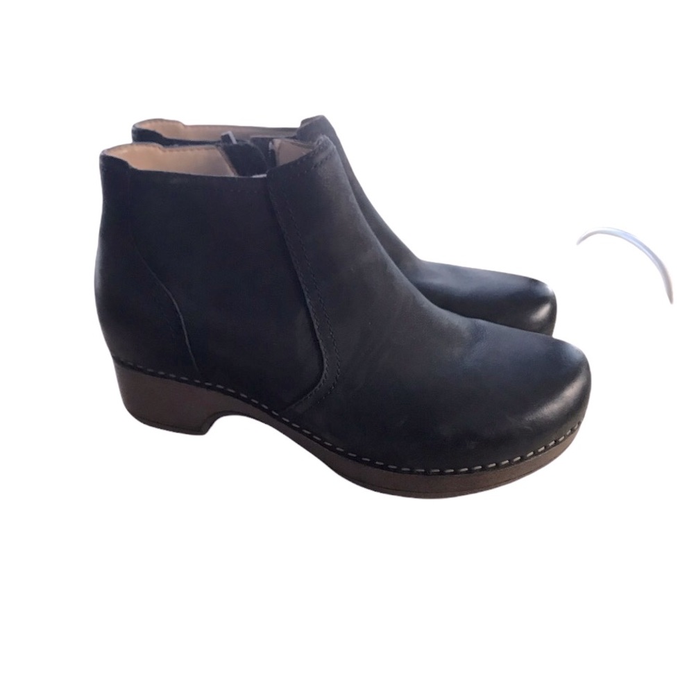 Dansko Black Leather Ankle Booties